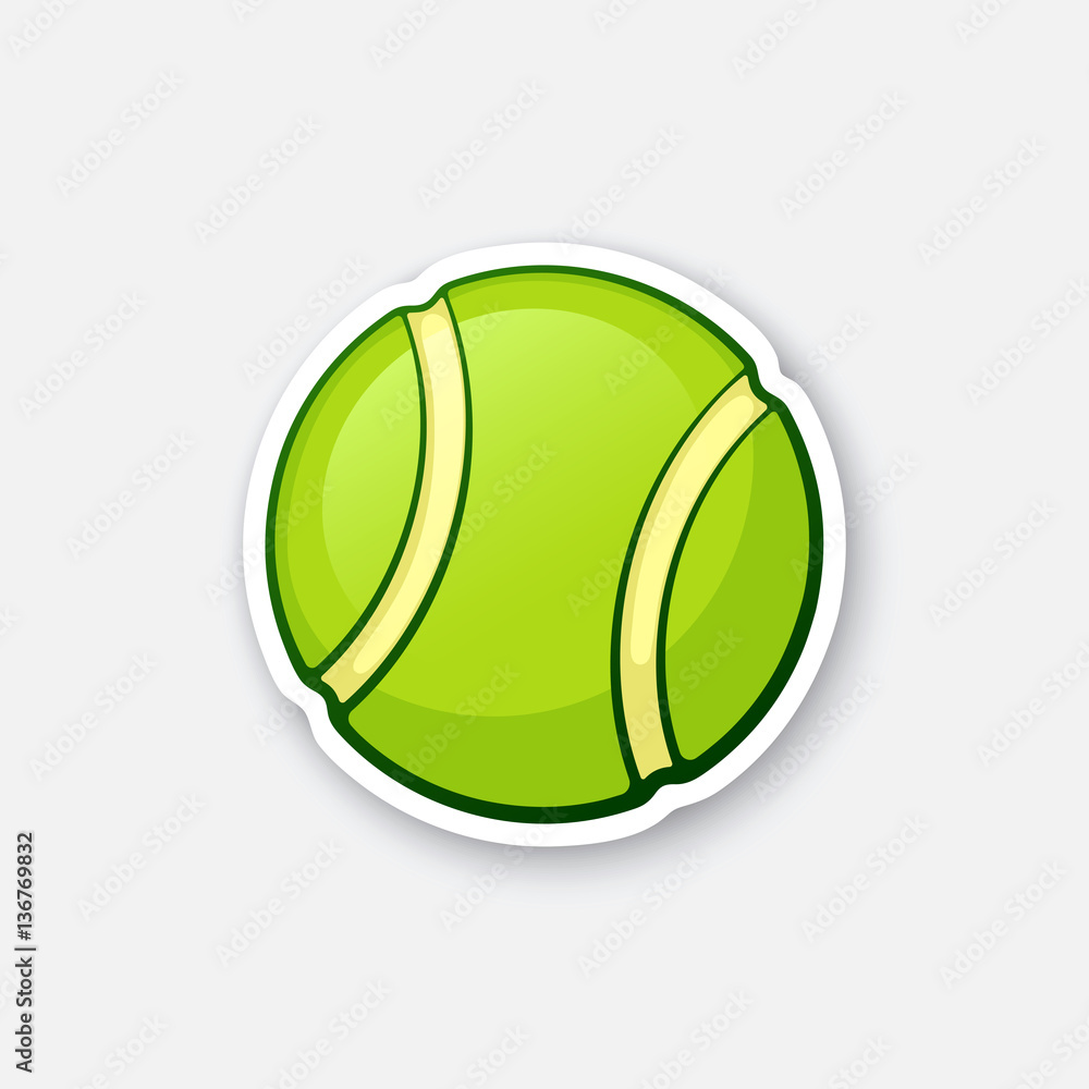 Vector illustration. Green tennis ball. Sports equipment. Cartoon sticker  in comics style with contour. Decoration for greeting cards, posters,  patches, prints for clothes, emblems Stock Vector | Adobe Stock