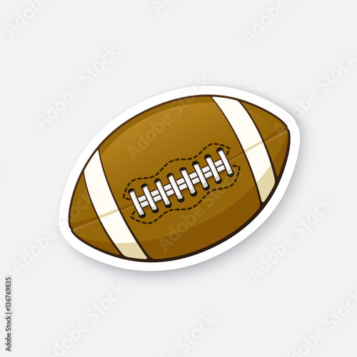 Vector illustration. Leather American football ball. Sports equipment. Cartoon sticker in comics style with contour. Decoration for greeting cards, posters, patches, prints for clothes, emblems