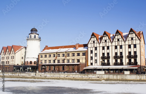 Russia. Kaliningrad. View of Fishing village building. photo