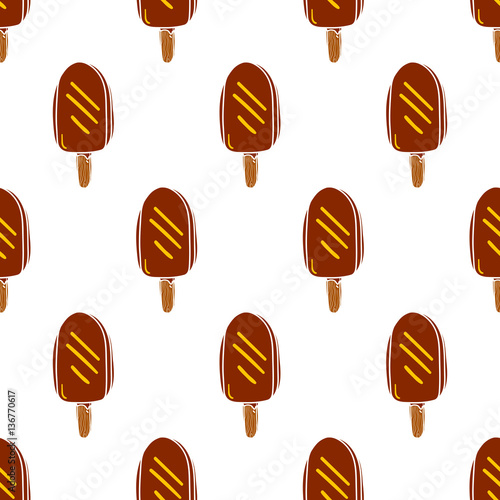 Seamless doodle eskimo pie pattern, hand-drawn ice-cream background, ice-cream vector, for cards, invitations, food design, EPS 8