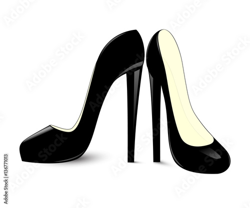 Female black shoes with high heels