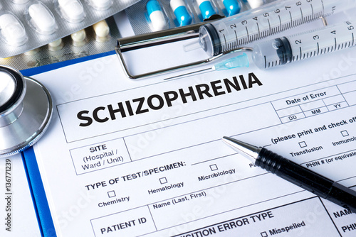 Cuadro en lienzo SCHIZOPHRENIA and psychotic woman with schizophrenia during trea
