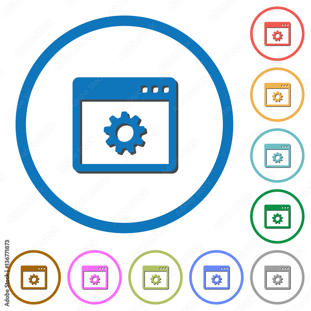 Application settings icons with shadows and outlines Application settings icons with shadows and outlines