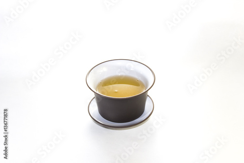 The Chinese tea-things for ceremonies on a white background