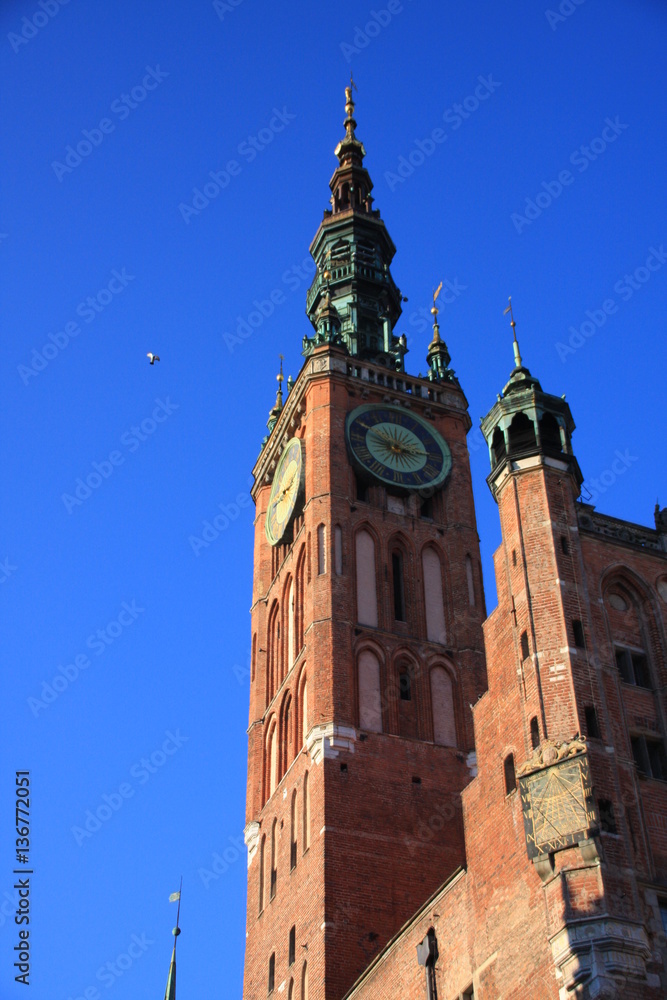 Obraz premium Gdansk L'hotel de ville et son beffroi.