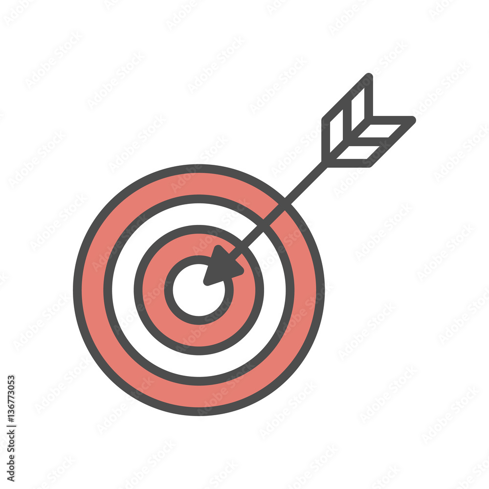 Isolated target icon on white background. Symbol of aim, competition, accuracy and dart. Isolated target icon on white background. Symbol of aim, competition, accuracy and dart.