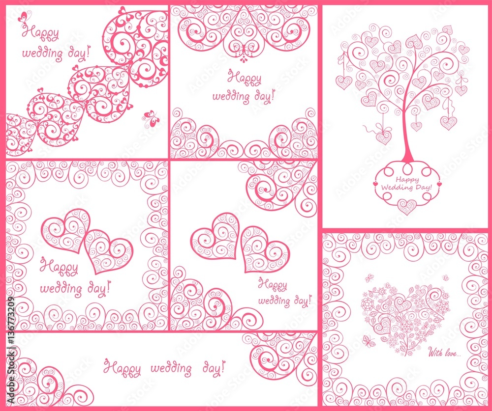 Beautiful decorative design and greeting cards for wedding invitations