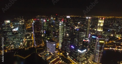 Wallpaper Mural Night aerial view skylines at night. Drone flying at Singapore`s business district Torontodigital.ca