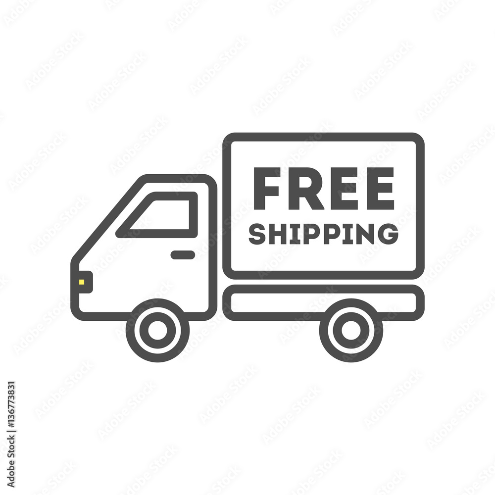 Free shipping icon on white background. Concept of commerce, retail and transportation. Free shipping icon on white background. Concept of commerce, retail and transportation.