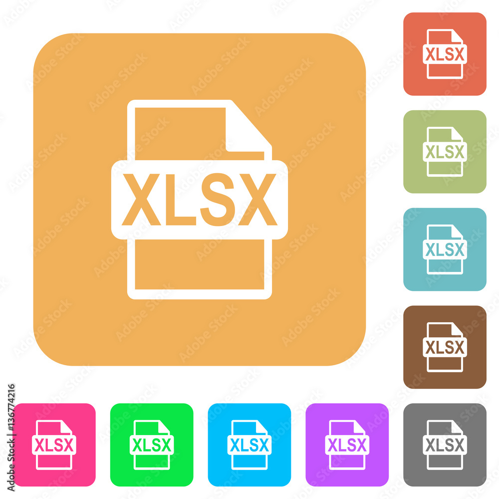 XLSX file format rounded square flat icons XLSX file format rounded square flat icons