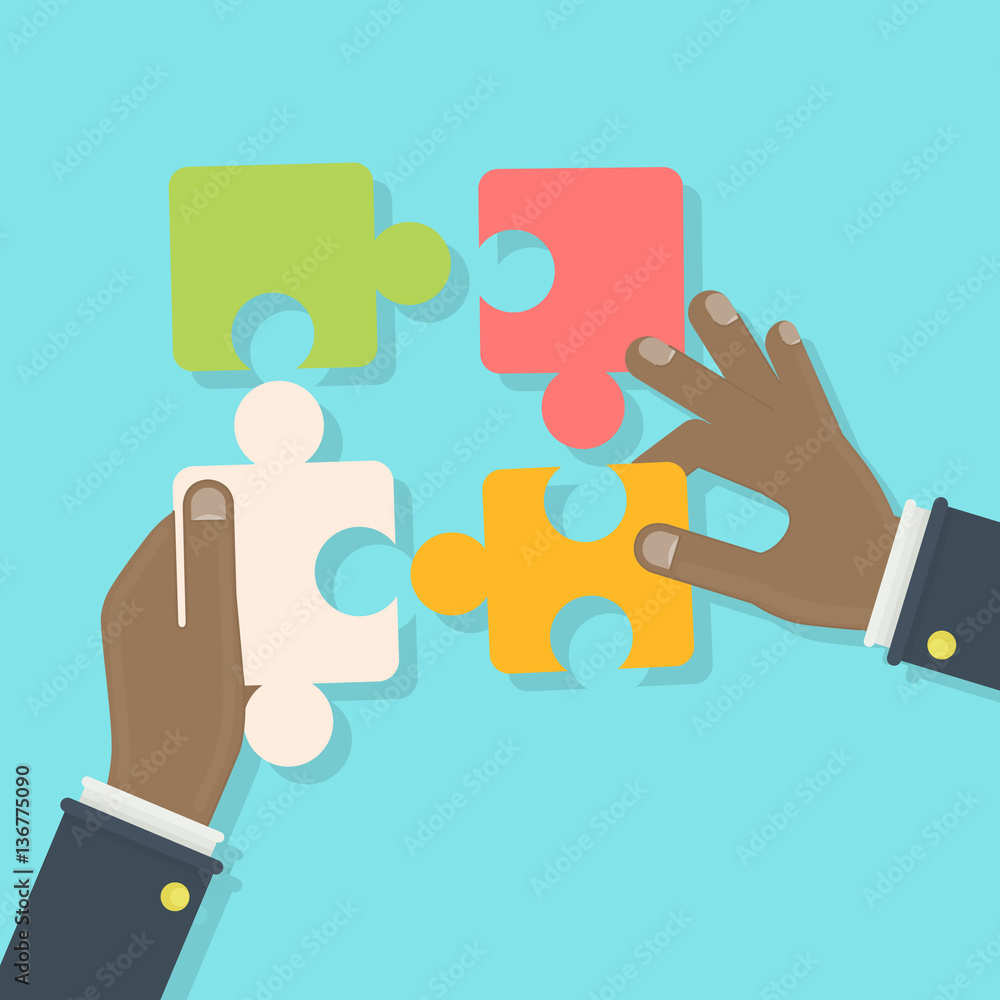 Putting puzzle pieces together. Woman holds puzzle. Concept of thinking, building and creativity. Putting puzzle pieces together. Woman holds puzzle. Concept of thinking, building and creativity.