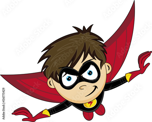 Cute Heroic Cartoon Superhero Boy