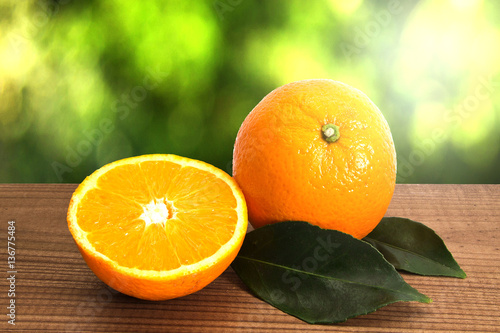 oranges on wooden background