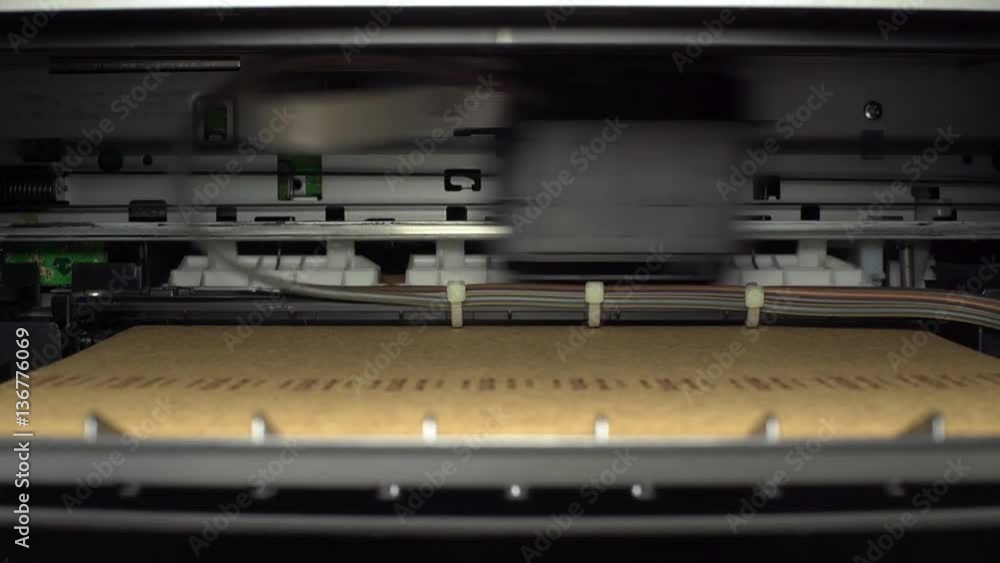 Printer machine printing brown paper Printer machine printing brown paper