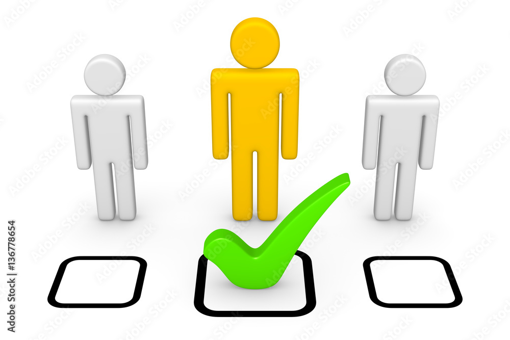 Choice of proper candidate. 3d render. Choice of proper candidate. 3d render.