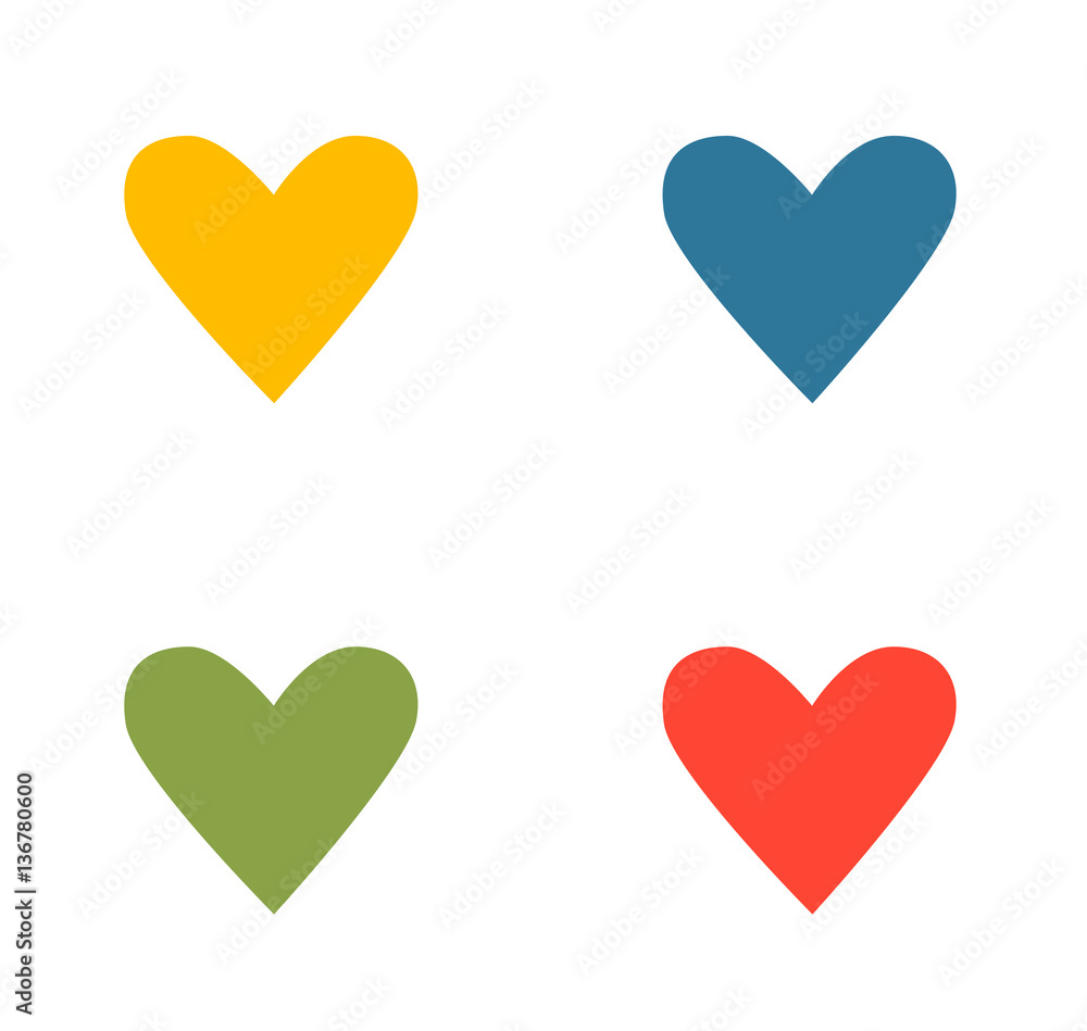 Heart icon vector flat design trendy colors