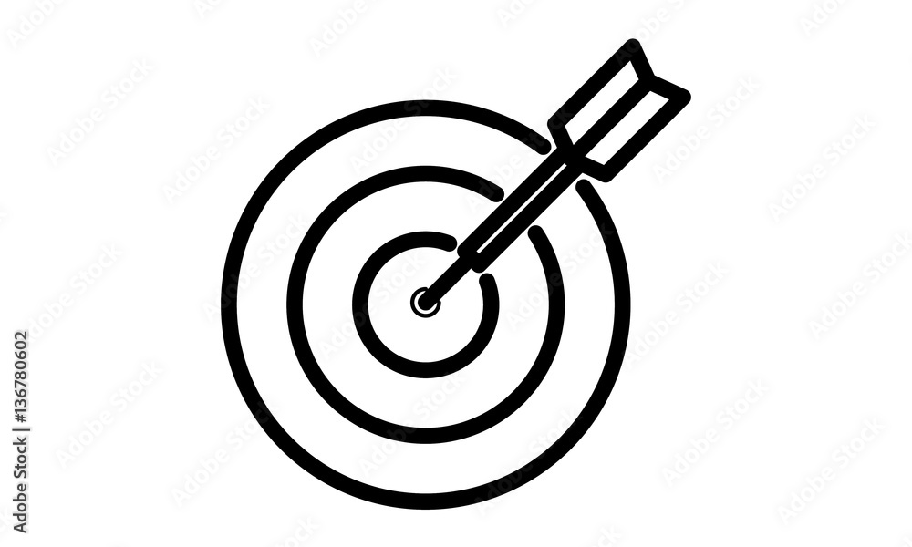 Pictogram - Dart, Arrow, Target, Aim, Bulls eye, Direct hit, Hit the mark,  Strike home - Object, Icon, Symbol Stock-Illustration | Adobe Stock
