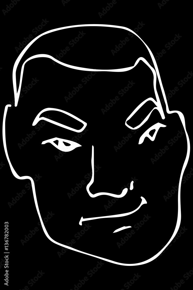 vector sketch of the face of an adult male