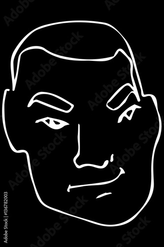 vector sketch of the face of an adult male