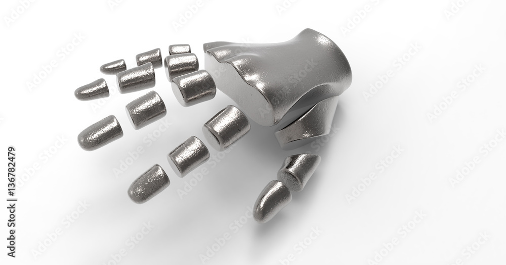 3D Illustration Of A Segmented Humanoid Hand 3D Illustration Of A Segmented Humanoid Hand