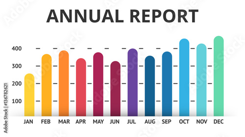 Vector Arrows Infographic Diagram Lines Color Chart Graph Presentation Annual Report Business Year Concept With 12 Months Stock Vector Adobe Stock