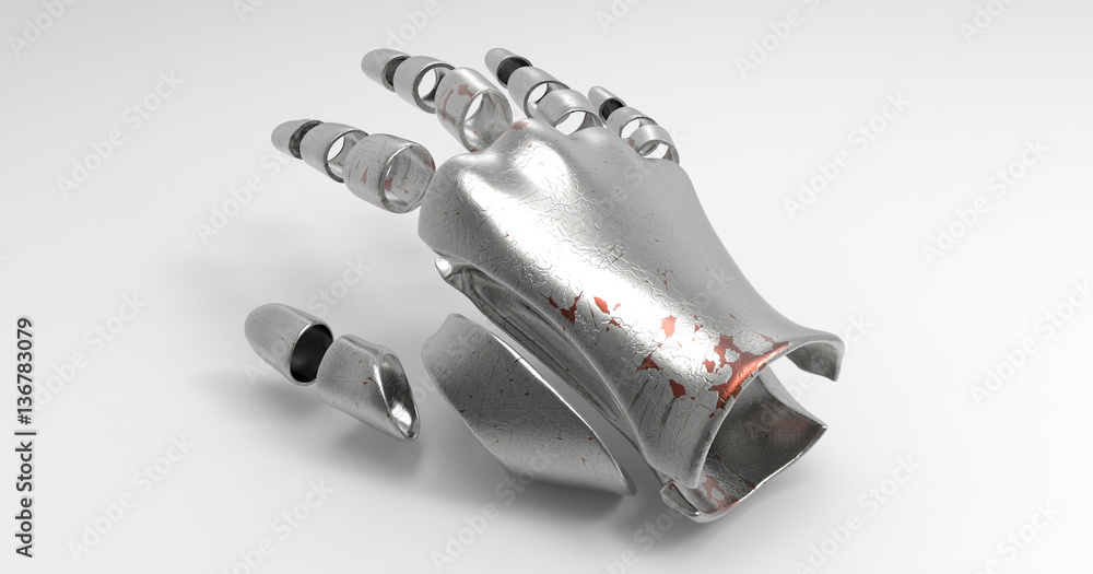 3D Illustration Of A Segmented Humanoid Hand 3D Illustration Of A Segmented Humanoid Hand