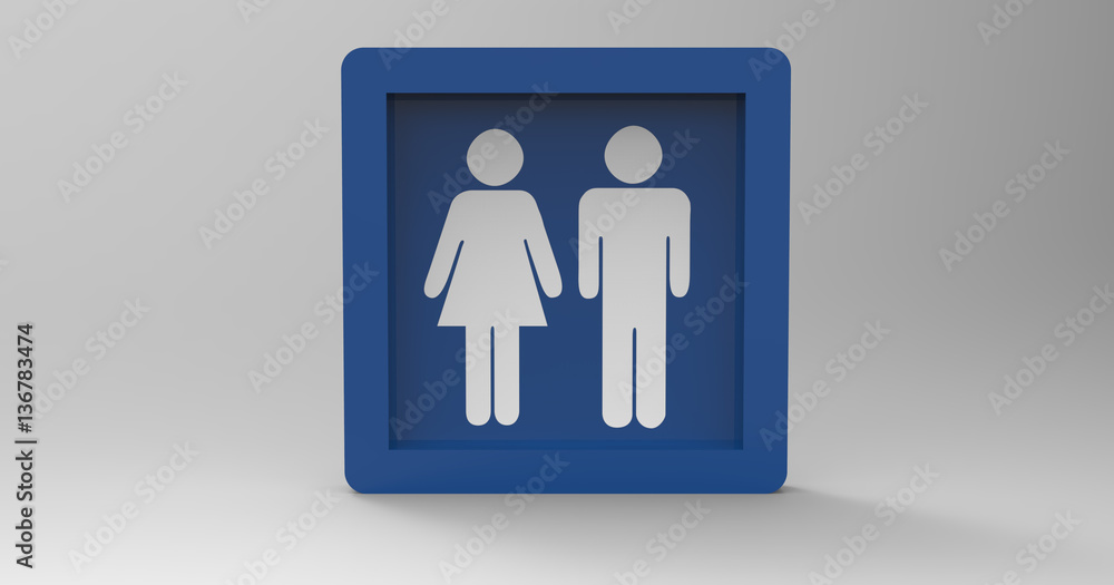 3D Illustration Of A Male Female Restroom Sign 3D Illustration Of A Male Female Restroom Sign