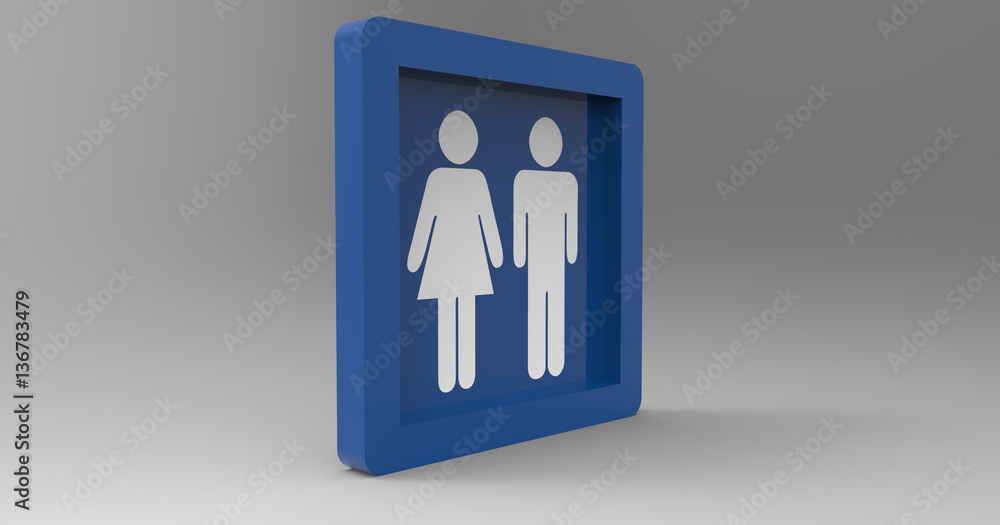 3D Illustration Of A Male Female Restroom Sign 3D Illustration Of A Male Female Restroom Sign