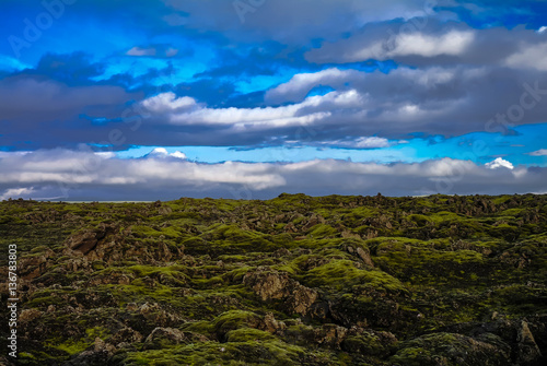 Landscape of Lakagigar volcanic valley in central Iceland