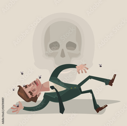 Dead office worker character. Vector flat cartoon illustration