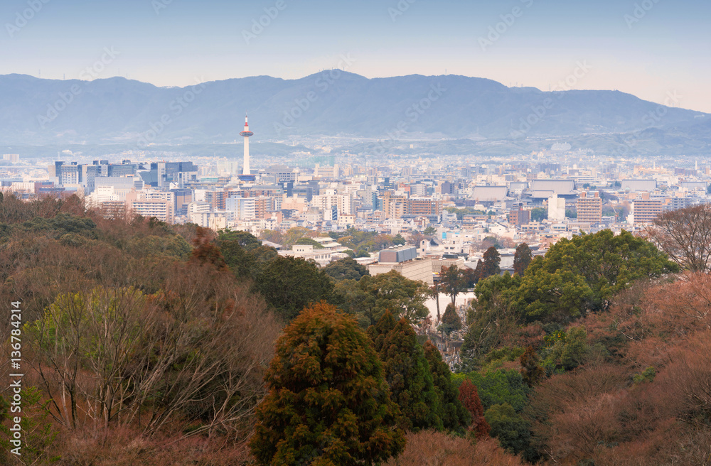 Kyoto city skyline with Kyoto tower