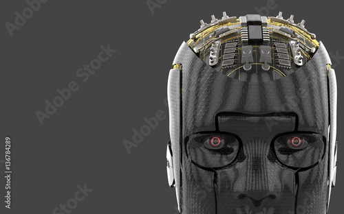 3D Illustration Of A Humanoid Android Robot