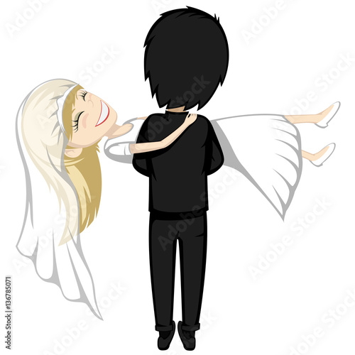 Man holding bride in his arms