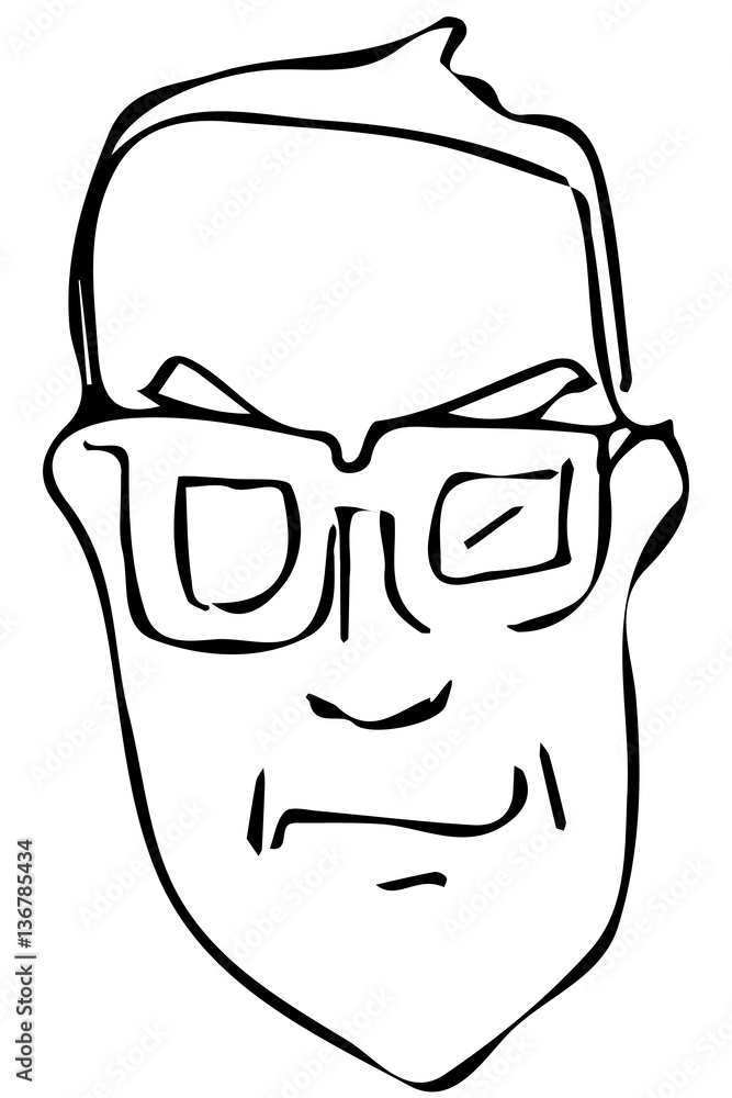 vector sketch of the face of an adult male with glasses