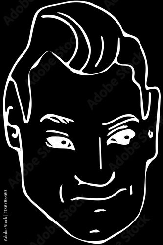 vector sketch of the face of an adult male