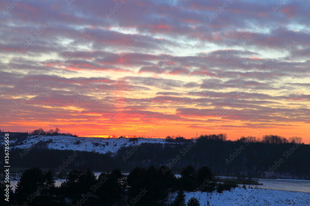 Colour sunset sky