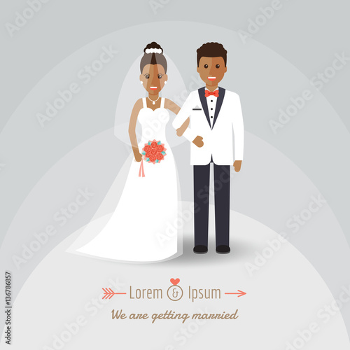 African groom and bride couple on wedding day