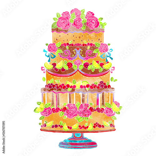 Holiday watercolor cake