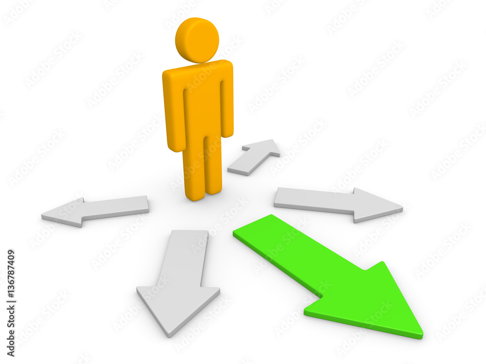 3d man choosing the best way. 3d render. 3d man choosing the best way. 3d render.