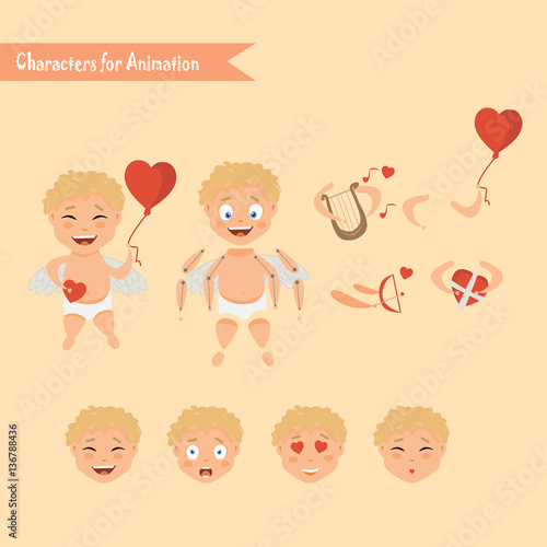 Cupid angels icons set - little boy