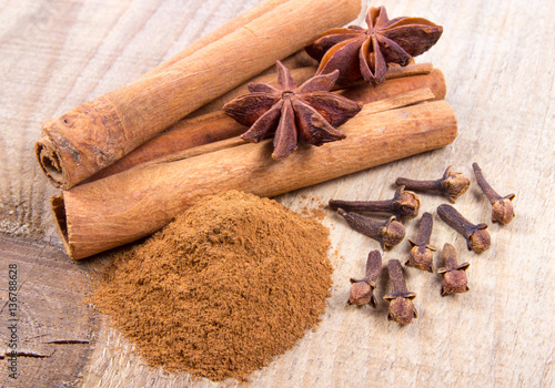 Warming spices - cinnamon, star anise, cloves.