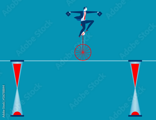 Businessman cycling on rope