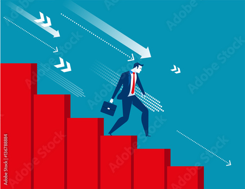 Businessman moving down  with economic recession