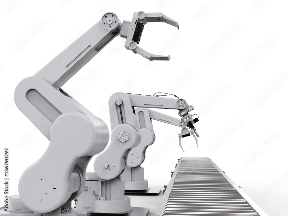 robotic arm with conveyor line