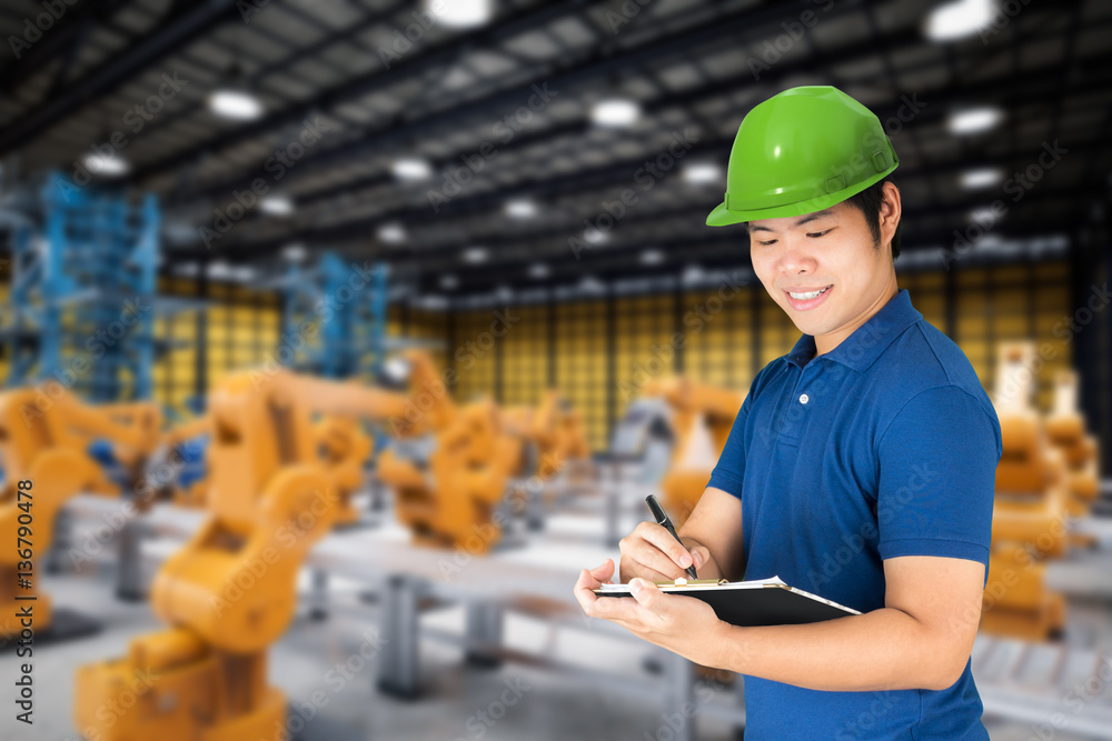 factory engineer is working