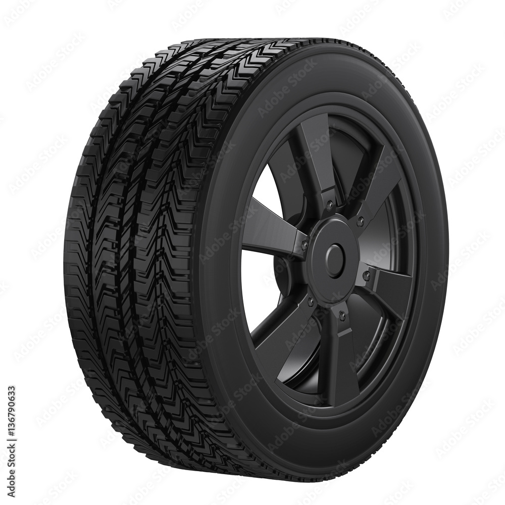 black tire with black wheel