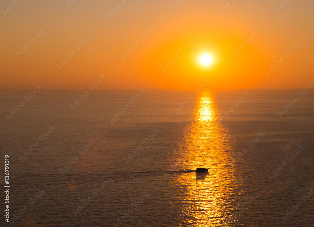Boat in the sunset