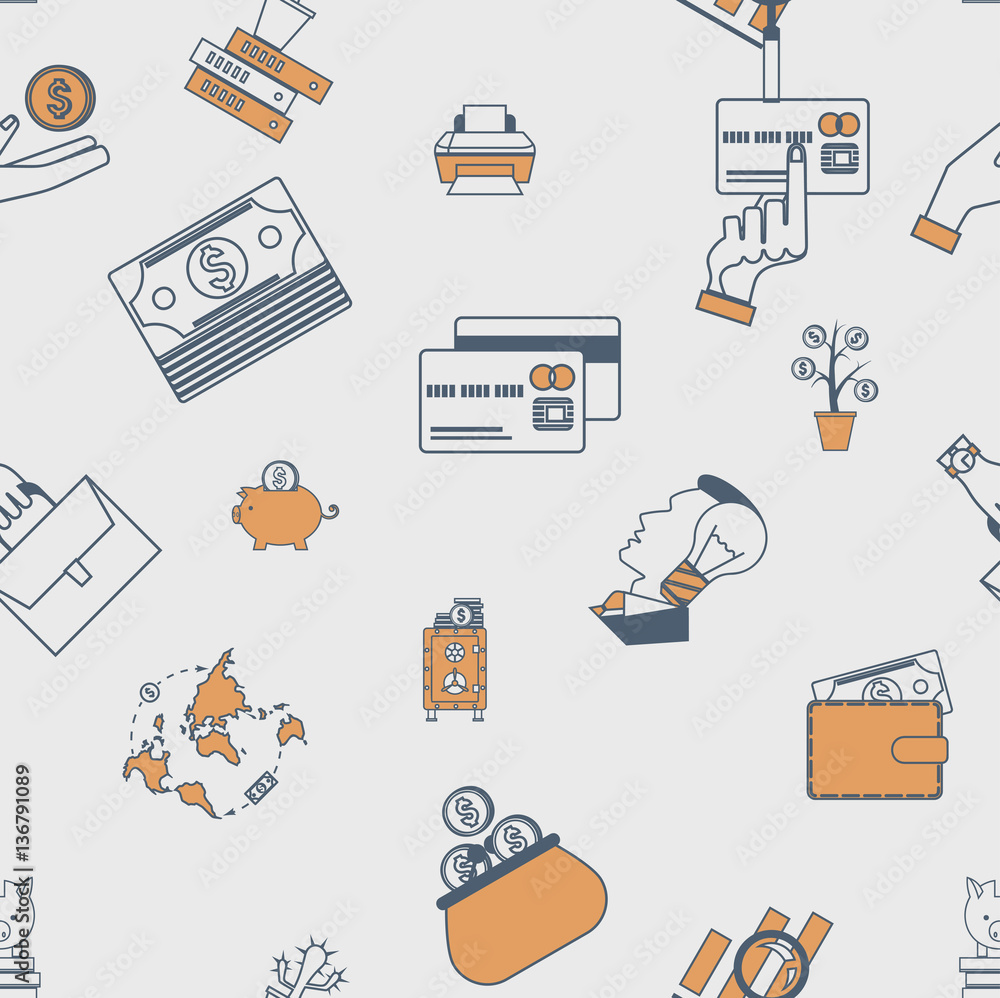 Fototapeta premium Business and Finance Seamless Pattern