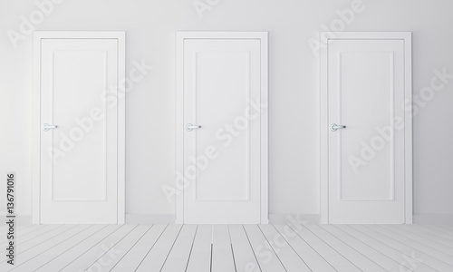 Interior with three white closed doors