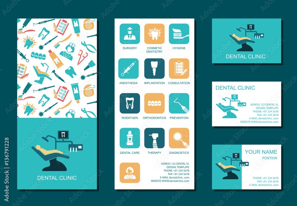 Flyer and business cards for dental clinic Flyer and business cards for dental clinic